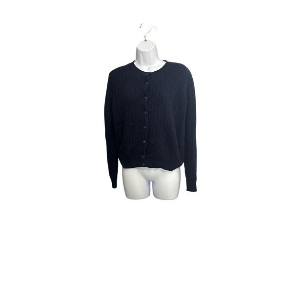J.Crew Wool Blend Cable Knit Cardigan Navy Sweater - Picture 4 of 7